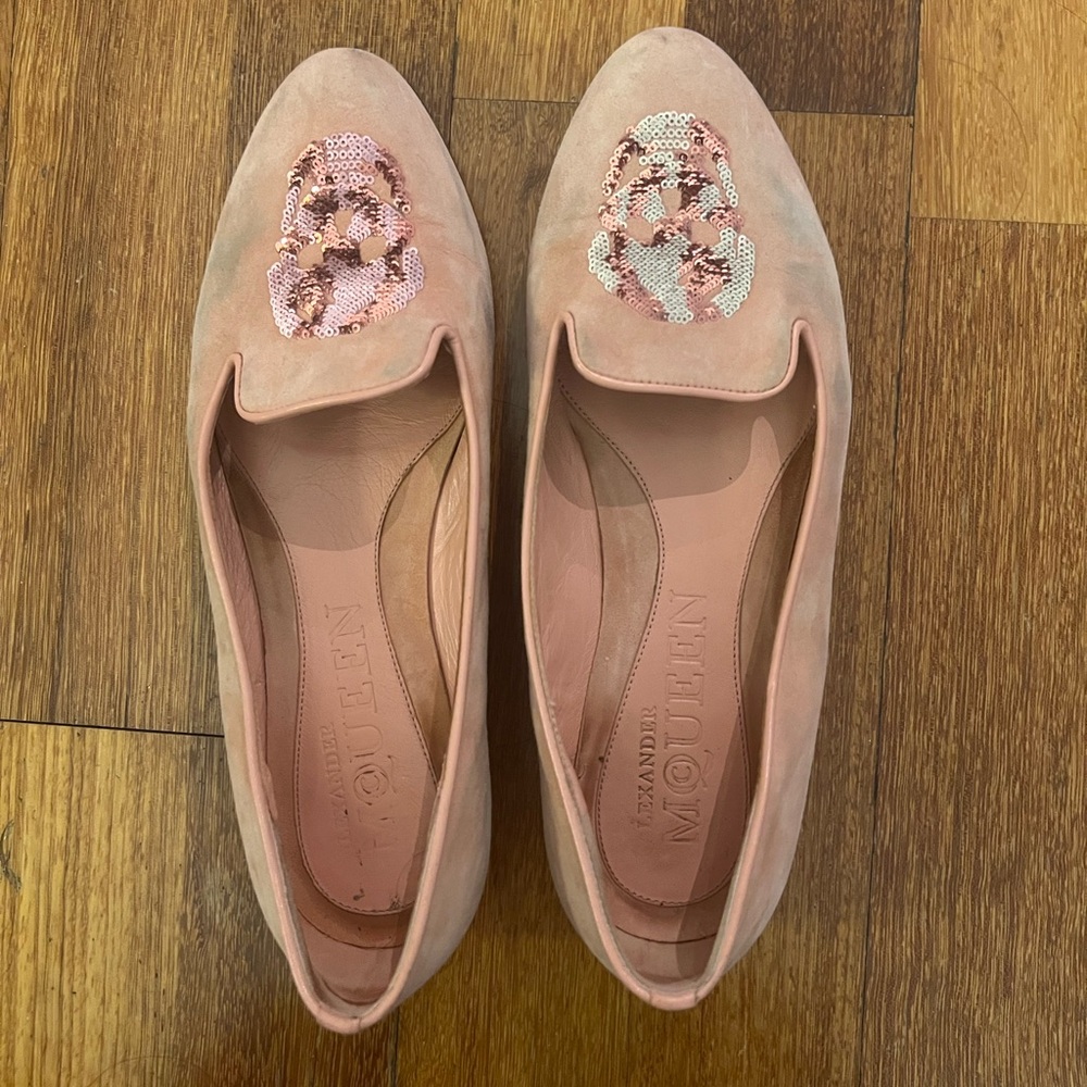 Alexander McQueen Pink Sequin Loafers - Size 35